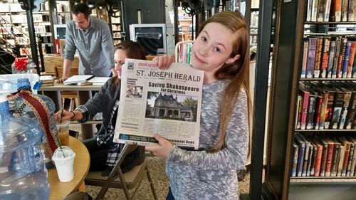 Ashlyn Ford on set of 'Christmas at the Chateau'