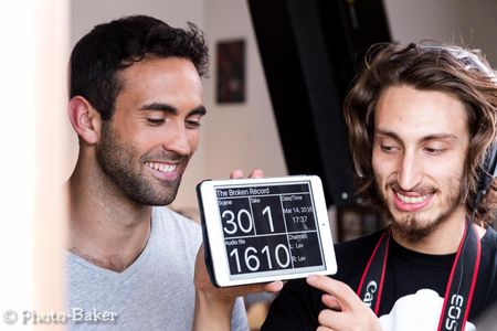 Michael Minto and Garon on set for The Broken Record