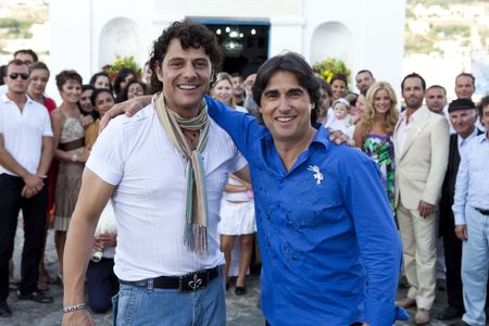 Vince Colosimo, Alex Dimitriades, Nick Giannopoulos, and Zeta Makrypoulia in The Kings of Mykonos (2010)