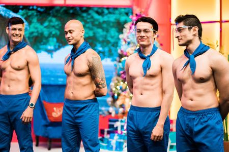 Robin Hanrath, Will Devaughn, Hideo Muraoka, and Addy Raj in Bawal na game show (2020)