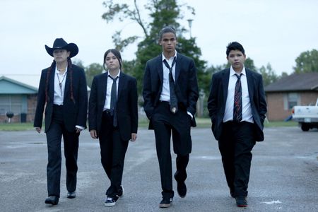 D'Pharaoh Woon-A-Tai, Paulina Alexis, Lane Factor, and Devery Jacobs in Reservation Dogs (2021)