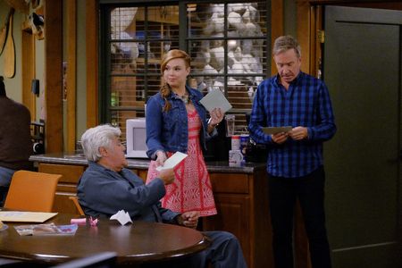 Tim Allen, Jay Leno, and Amanda Fuller in Last Man Standing (2011)