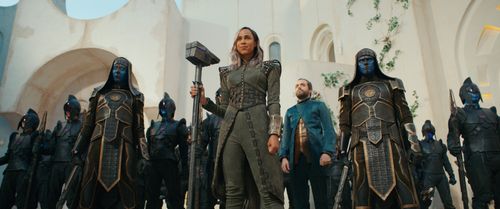 Kamara Benjamin Barnett, Michael Oladele, Zawe Ashton, Kya Garwood, Daniel Ings, and Kenny-Lee Mbanefo in The Marvels (2