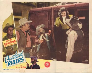 Buster Crabbe, Patti McCarty, Bud Osborne, Al St. John, and Slim Whitaker in Overland Riders (1946)
