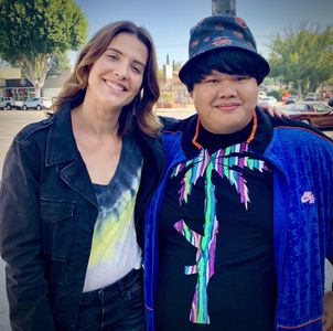 Colbie Smulders and Romel De Silva on set of ABC’s Stumptown