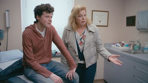 Catherine Curtin and Adam Langdon in Peter has to go to the Doctor (2020)