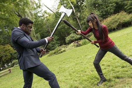 Clé Bennett and Kiki Sukezane in Heroes Reborn (2015)