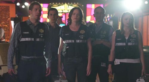 Wallace Langham, Jorja Fox, Elisabeth Harnois, Eric Szmanda, and Jon Wellner in CSI: Immortality (2015)