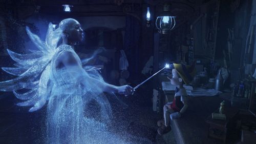 Joseph Gordon-Levitt, Cynthia Erivo, and Benjamin Evan Ainsworth in Pinocchio (2022)