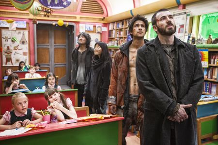 Chris Evans, Song Kang-ho, Ko Asung, and Luke Pasqualino in Snowpiercer (2013)