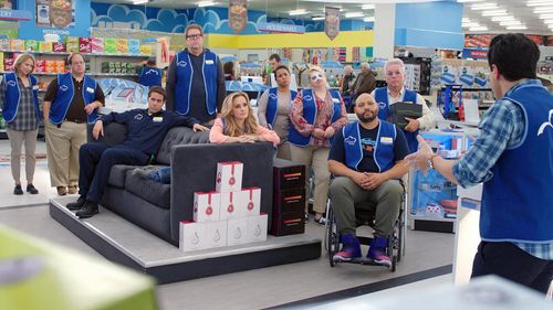 Steve Agee, Danny Gura, Ben Feldman, Kelly Stables, Colton Dunn, Kelly Schumann, and Jon Barinholtz in Superstore (2015)