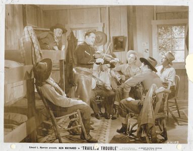 Horace B. Carpenter, Ed Cassidy, Robert Hoag, Jimmy LeFuer, Johnny Luther, Ken Maynard, and Rudy Sooter in Trailing Trou