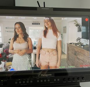 Lauren Faulkner & Kristi Murdock on set of Spring Break Nightmare