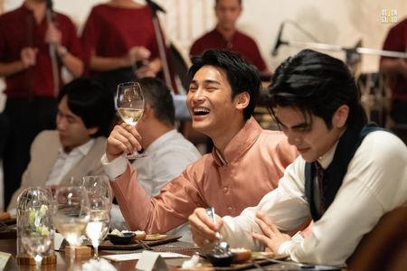Mile Phakphum Romsaithong and Apo Nattawin Wattanagitiphat at an event for Man Suang (2023)