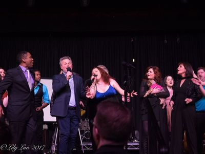 Sam Harris and Megan Frances performing in a Broadway Arts Benefit with Faith Prince and Joan Ryan