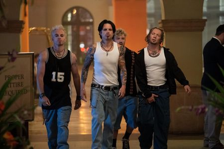 Sebastian Stan, Zack Gold, Sam Meader, and Casey Leach in Pam & Tommy (2022)