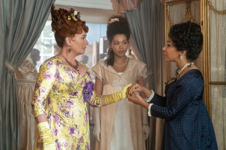Kathryn Drysdale, Polly Walker, and Ruby Barker in Bridgerton: Oceans Apart (2020)