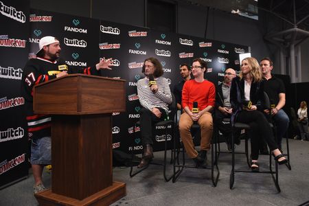 Kevin Smith, Ben Edlund, Jackie Earle Haley, Peter Serafinowicz, Scott Speiser, Griffin Newman, and Valorie Curry at an 