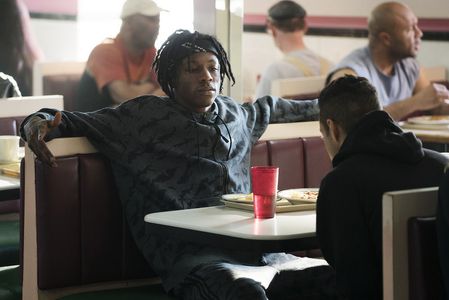 Rami Malek and Joey Bada$$ in Mr. Robot (2015)