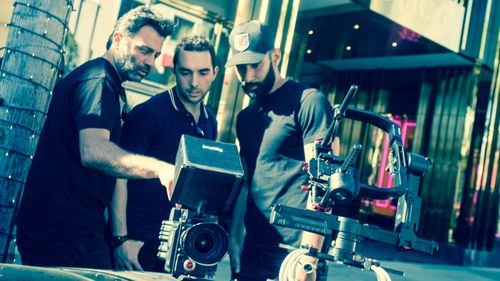 Director Aziz Tazi with French rap superstar La Fouine on their music video shoot.