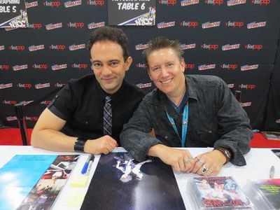 Evengellion's lead voice actor, Spike Spencer (Shinji Ikari),and director, Mike McFarland at the premiere of Evangelion