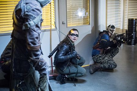 Joe Dinicol, Rick Gonzalez, and Madison McLaughlin in Arrow (2012)