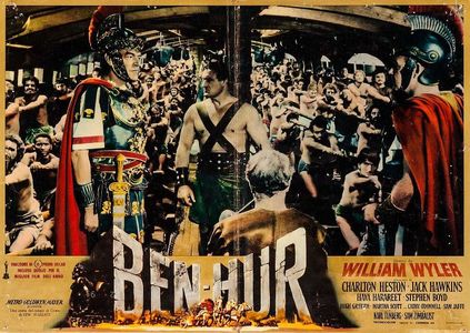 Robert Brown, Jack Hawkins, and Howard Lang in Ben-Hur (1959)