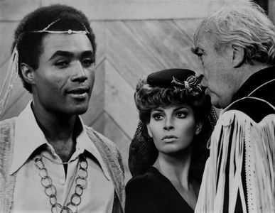 Raquel Welch, John Huston, and Calvin Lockhart in Myra Breckinridge (1970)