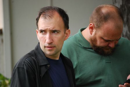 Sean Spence and Michael Villar on the set of 