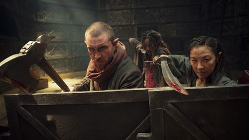 Michelle Yeoh, Sophia Brown, and Laurence O'Fuarain in The Witcher: Blood Origin (2022)