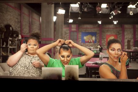 D.J. 'Shangela' Pierce, Stacy Jones, and Alexis Mateo in RuPaul's Drag Race (2009)