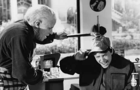 Michael J. Fox and Tom Wilson in Back to the Future Part II (1989)
