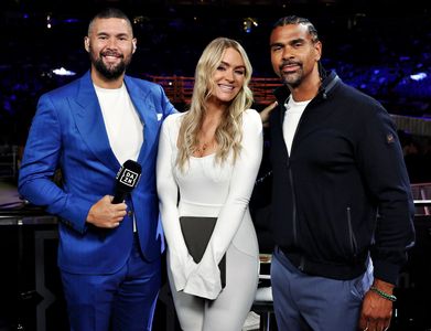David Haye, Tony Bellew, and Laura Woods in DAZN Boxing: WBA International Heavyweight Title: Dereck Chisora vs. Kubrat 