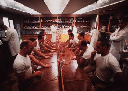 Ed Harris, Lance Henriksen, Dennis Quaid, Scott Glenn, Charles Frank, Scott Paulin, and Fred Ward in The Right Stuff (19