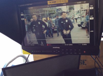 Todd Tetreault (Officer Scott) and Alexander Bedria (Officer Gomez) on scene ready to intervene.