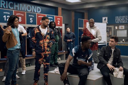 Kola Bokinni, Billy Harris, Toheeb Jimoh, and Cristo Fernández in Ted Lasso (2020)