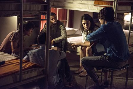 Christopher Larkin, Devon Bostick, Eve Harlow, and Jarod Joseph in The 100 (2014)