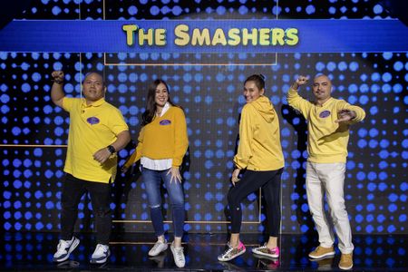 Michael Flores, Gina Lago, JV Villanueva, and Carlene Aguilar in Family Feud Philippines (2022)