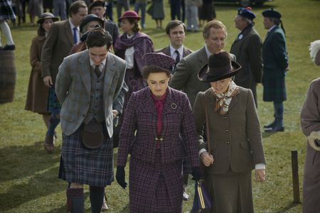 Helena Bonham Carter, Tobias Menzies, Josh O'Connor, and Erin Doherty in The Crown (2016)