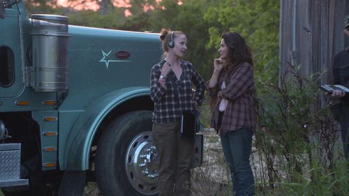 Anna Gutto and Juliette Binoche on set for Paradise Highway