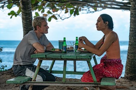 Michael Fassbender and Kaimana in Next Goal Wins (2023)