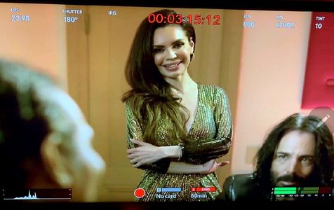 Still frame actress Brenda Mejia on set