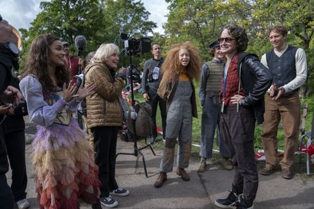 Luna Steeples, Rachel Zegler, and Nina Jacobson in The Hunger Games: The Ballad of Songbirds and Snakes