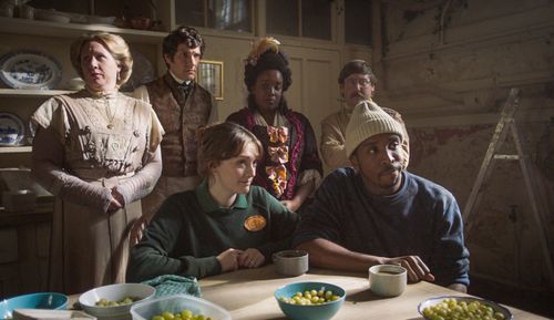 Jim Howick, Martha Howe-Douglas, Charlotte Ritchie, Mathew Baynton, Kiell Smith-Bynoe, and Lolly Adefope in Ghosts (2019