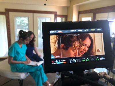 Cold Dark Hollow- on the set Patricia Vonne and Angela Lanza