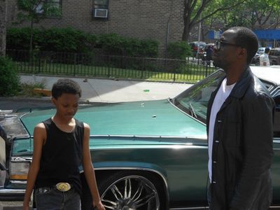 Justin and Gbenga Akinnagbe on the set of Knucklehead