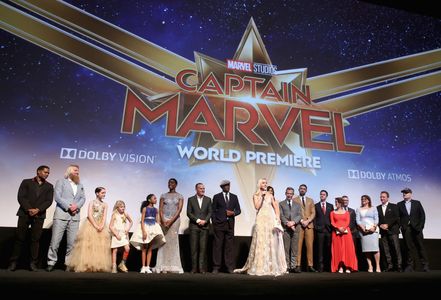 Victoria Alonso, Clark Gregg, Louis D'Esposito, Kevin Feige, Ryan Fleck, Brie Larson, Ben Mendelsohn, Rune Temte, Lee Pa