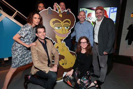 Jennifer Flackett, Mark Levin, Jessi Klein, Jason Mantzoukas, Nick Kroll, John Mulaney, and Andrew Goldberg at an event 