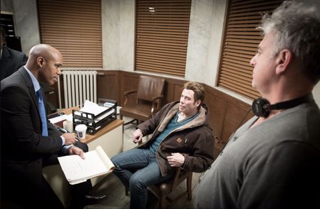 John Travolta, Asante Jones and Michael Mendelsohn (EP) on the set of I AM WRATH
