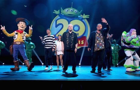 John Lasseter, Randy Newman, Rashida Jones, Will McCormack, Galyn Susman, and Josh Cooley